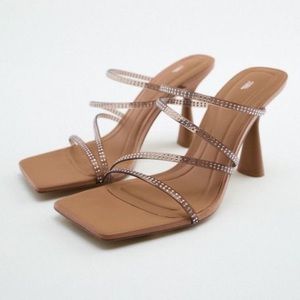 Zara vinyl rhinestone strappy sandal